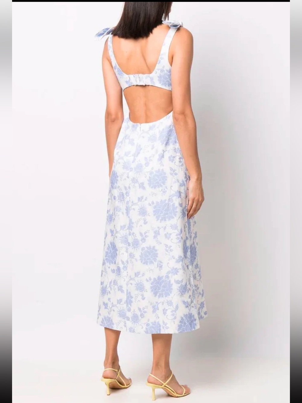 ZIMMERMANN Postcard Blue Floral Shoulder Tie Midi Dress Size 1 / US 6 / M - Picture 3 of 14